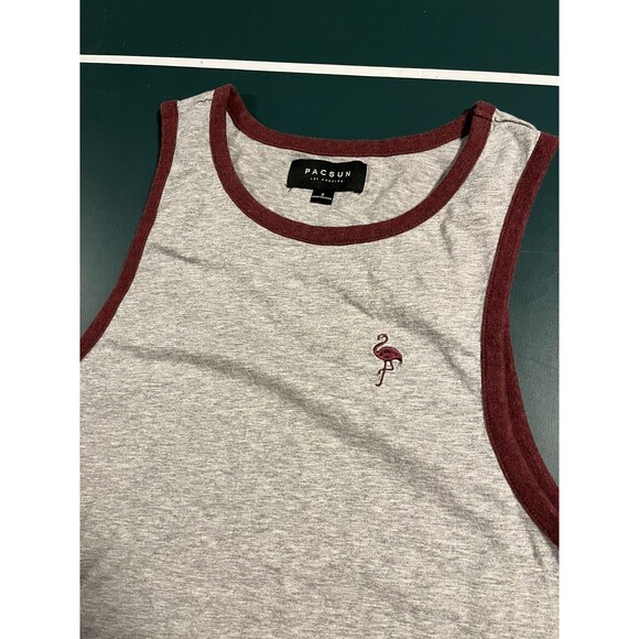 Unisex PacSun Flamingo Tank Top SMALL Sleeveless Grey Summer Beach Vacation - Picture 1 of 6